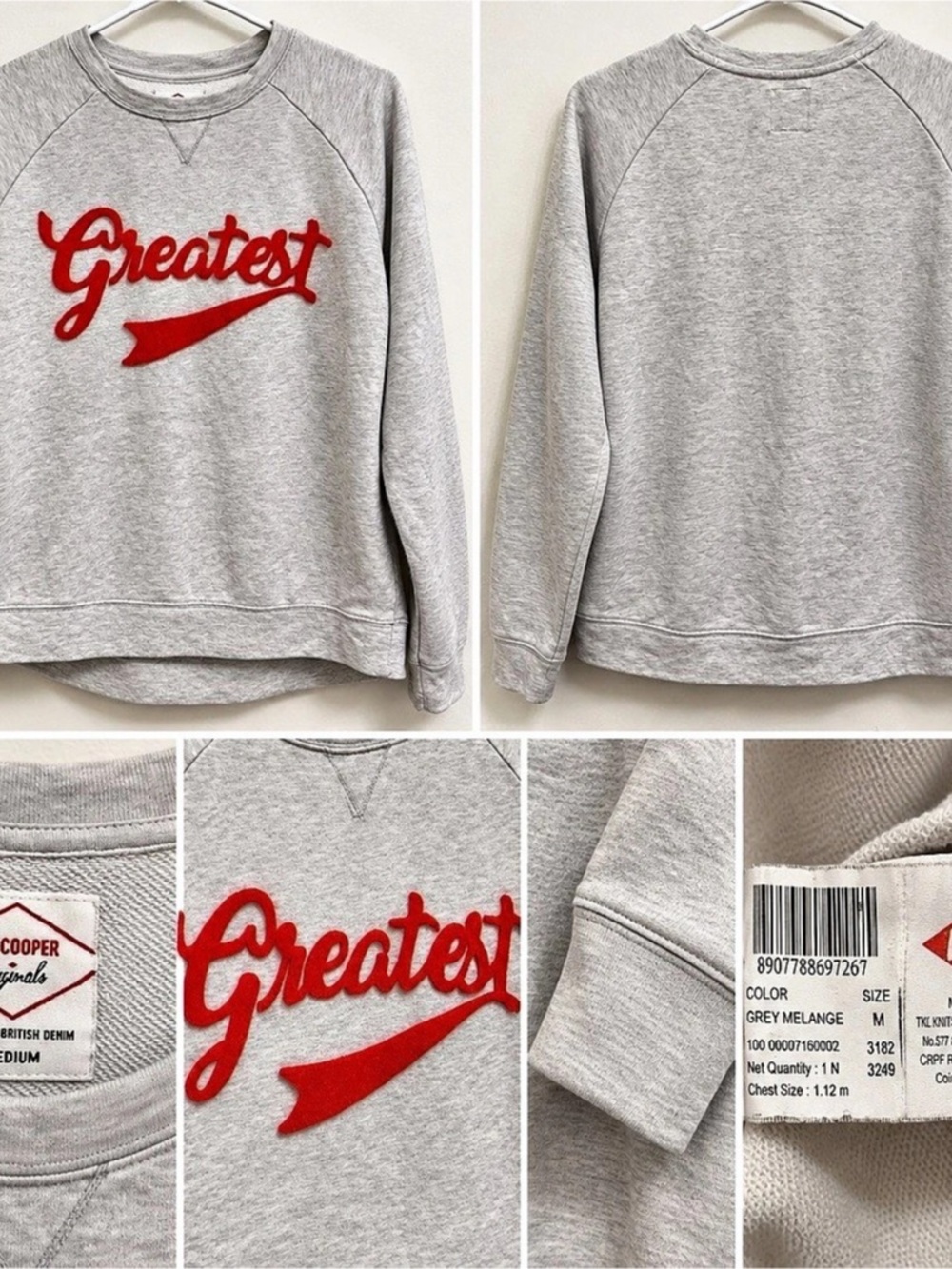 Lee Cooper Originals Greatest Graphic Sweatshirt Gray Red Size M